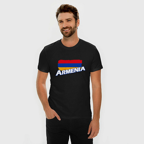 Мужская slim-футболка Armenia Flag / Черный – фото 3