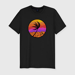 Футболка slim-fit Пальма и море, цвет: черный