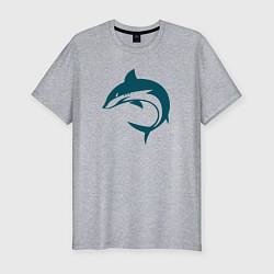 Футболка slim-fit Акула, цвет: меланж