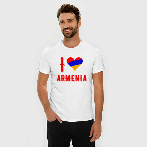 Мужская slim-футболка I Love Armenia / Белый – фото 3