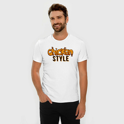 Мужская slim-футболка Chicken Style / Белый – фото 3