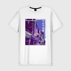 Футболка slim-fit Neon Asian Street Vaporwave, цвет: белый