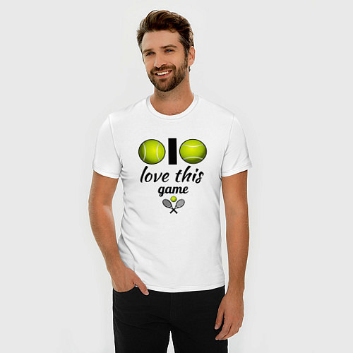 Мужская slim-футболка Я люблю теннис / Белый – фото 3