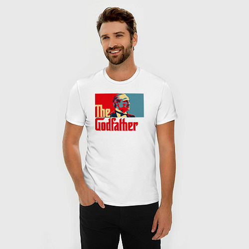 Мужская slim-футболка Godfather logo / Белый – фото 3