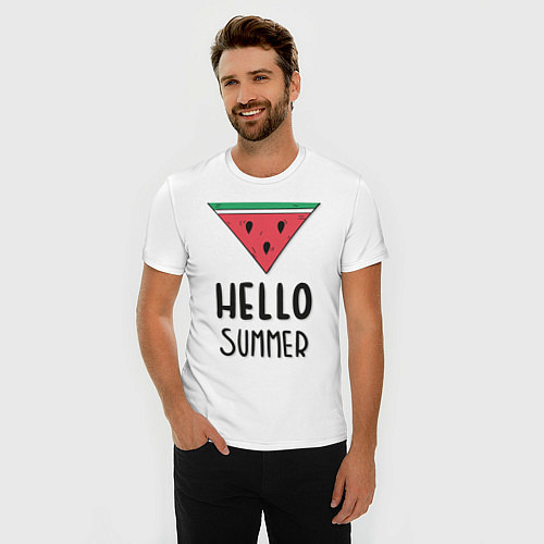 Мужская slim-футболка HELLO SUMMER / Белый – фото 3