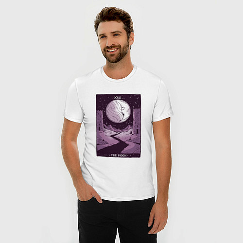 Мужская slim-футболка Карты ТАРО Пейзаж с луной / Белый – фото 3