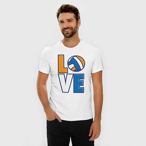 Мужская slim-футболка Love Volleyball / Белый – фото 3