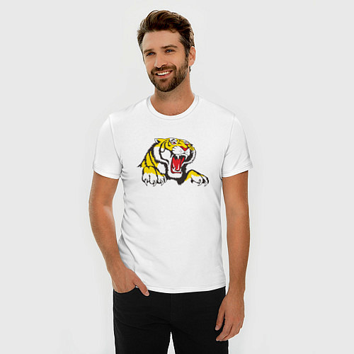 Мужская slim-футболка Тигр / Белый – фото 3