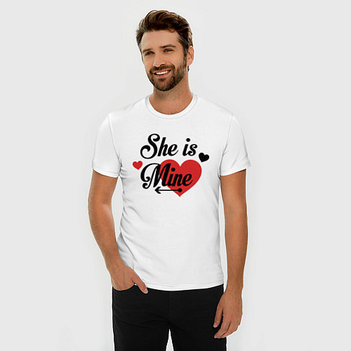 Мужская slim-футболка She is Mine / Белый – фото 3