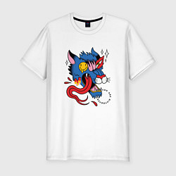 Футболка slim-fit Trippy Surreal Wolf Tatto, цвет: белый