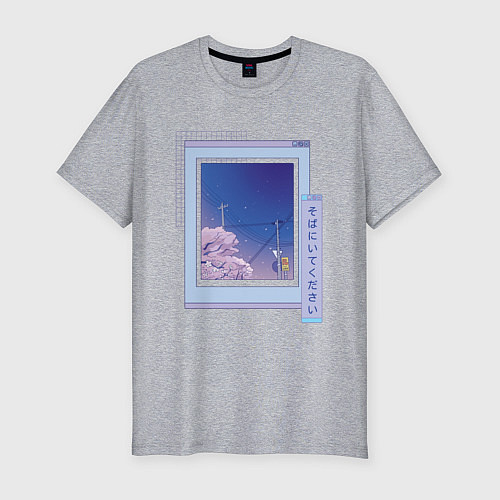 Мужская slim-футболка Vaporwave Аниме Пейзаж / Меланж – фото 1