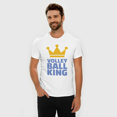 Мужская slim-футболка Король волейбола / Белый – фото 3