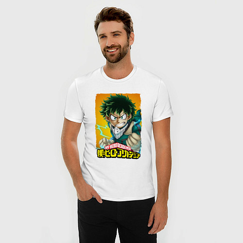 Мужская slim-футболка MY HERO ACADEMIA MIDORIYA IZUKU Z / Белый – фото 3