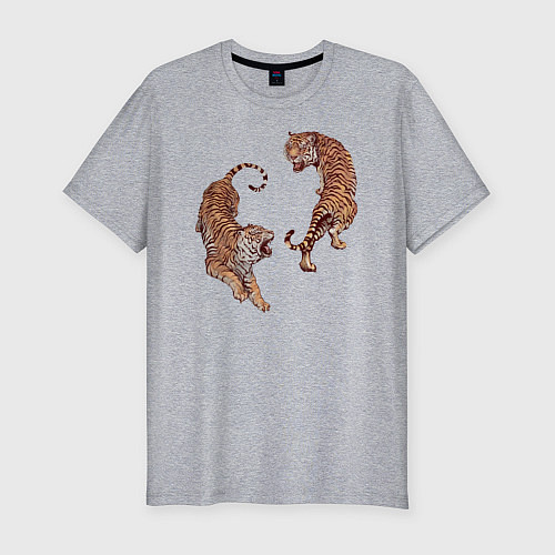 Мужская slim-футболка Тигры / Меланж – фото 1