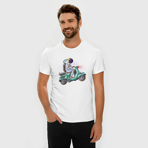 Мужская slim-футболка Космическая доставка / Белый – фото 3