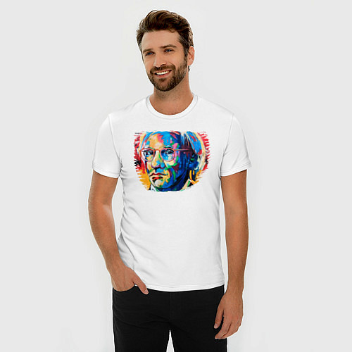 Мужская slim-футболка Портрет Художника Andy Warhol / Белый – фото 3