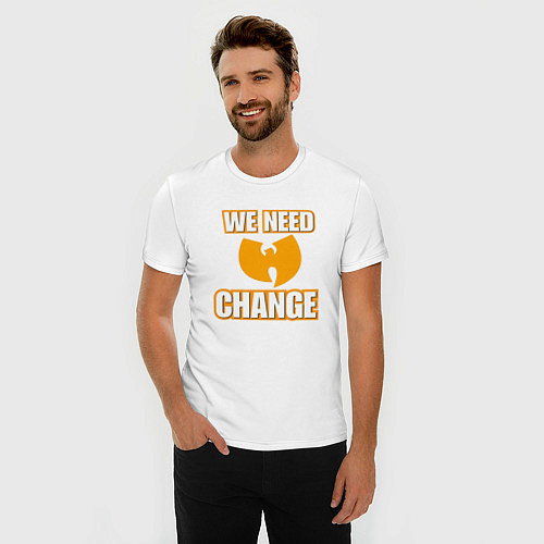 Мужская slim-футболка We Need Change / Белый – фото 3