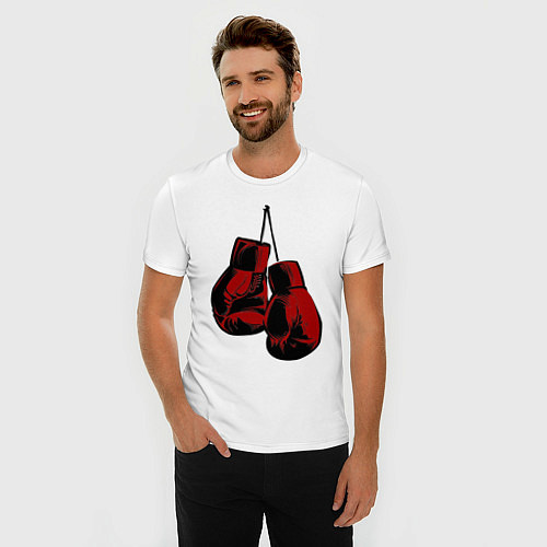 Мужская slim-футболка Боксерские перчатки / Белый – фото 3