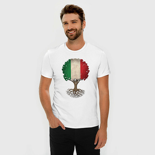 Мужская slim-футболка Italy Tree / Белый – фото 3