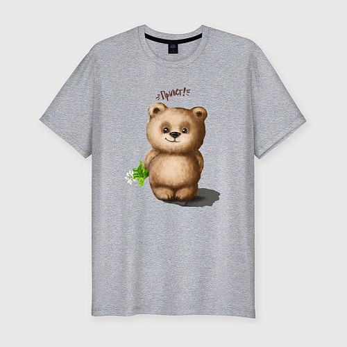 Мужская slim-футболка Медведь / Меланж – фото 1