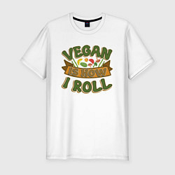 Мужская slim-футболка Vegan - How I Roll