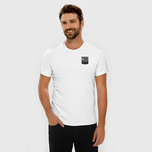 Мужская slim-футболка Герб города Тленск / Белый – фото 3