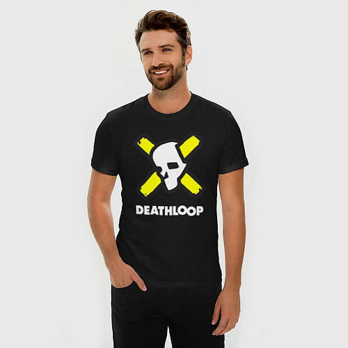 Мужская slim-футболка Deathloop - Skull / Черный – фото 3