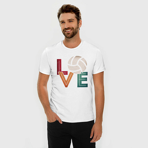 Мужская slim-футболка Любовь - Волейбол / Белый – фото 3