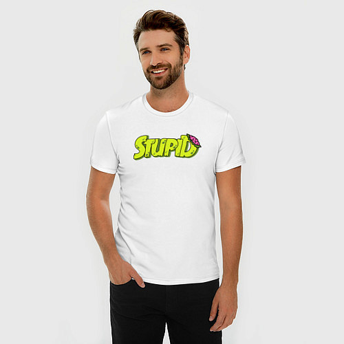 Мужская slim-футболка STUPID ЗОМБИ / Белый – фото 3