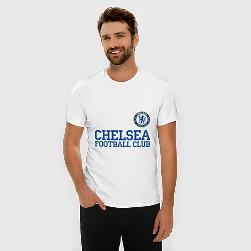 Мужская slim-футболка Chelsea FC: Blue / Белый – фото 3