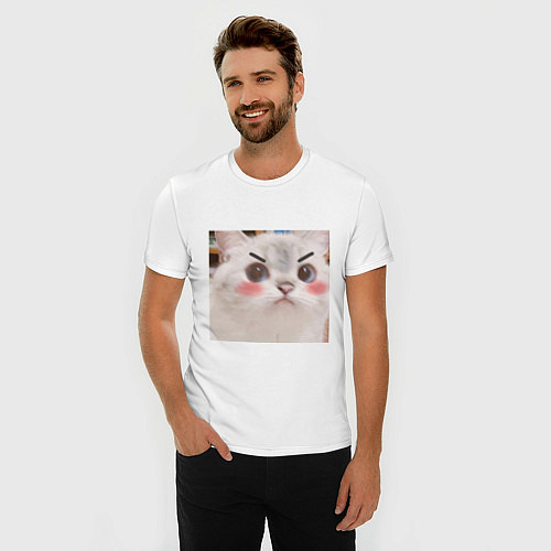 Мужская slim-футболка Котенька / Белый – фото 3