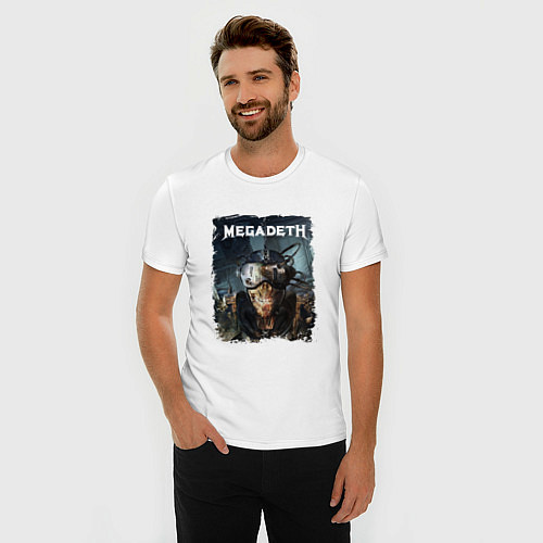 Мужская slim-футболка Megadeth Poster Z / Белый – фото 3