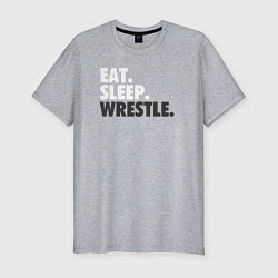 Футболка slim-fit EAT SLEEP WRESTLE, цвет: меланж