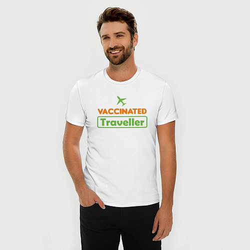 Мужская slim-футболка Вакцинированный турист / Белый – фото 3