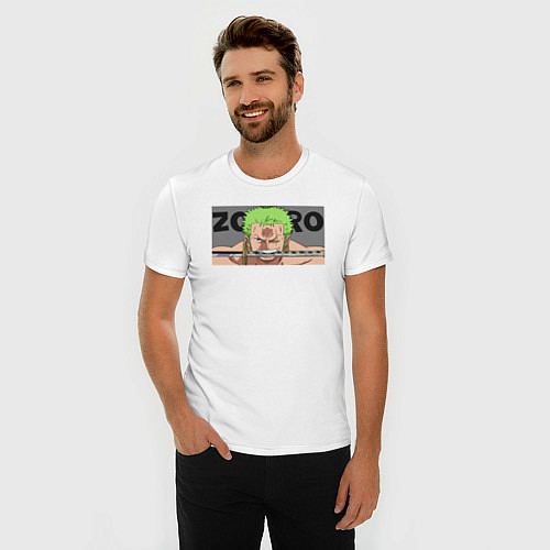 Мужская slim-футболка Мечник Зоро / Белый – фото 3