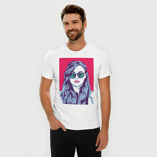 Мужская slim-футболка Девушка / Белый – фото 3