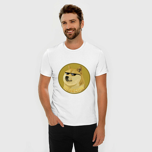 Мужская slim-футболка Dogecoin / Белый – фото 3