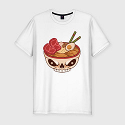 Футболка slim-fit Лапша в черепе, цвет: белый