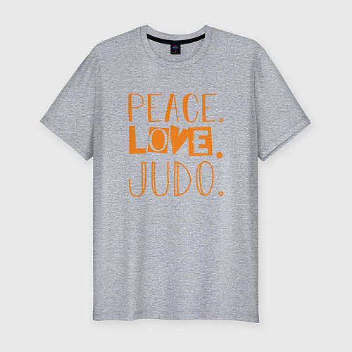 Мужская slim-футболка Мир, любовь, дзюдо / Меланж – фото 1