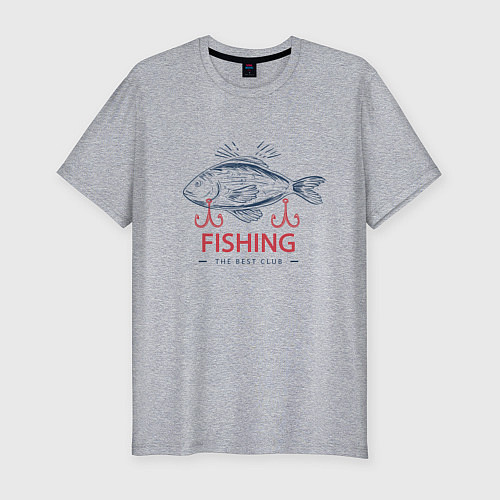 Мужская slim-футболка Лучший рыболовный клуб / Меланж – фото 1