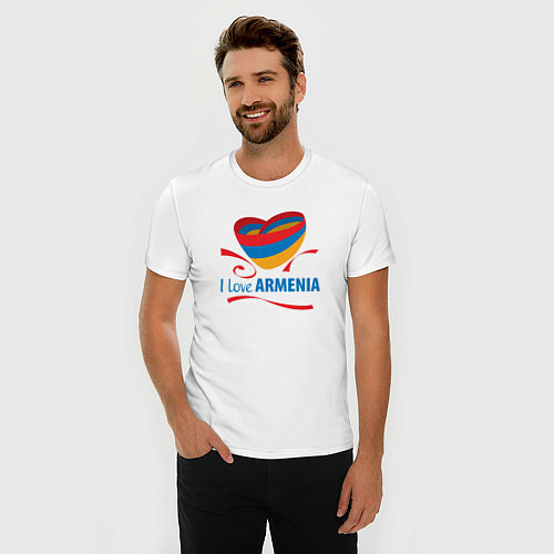 Мужская slim-футболка Я люблю Армению / Белый – фото 3