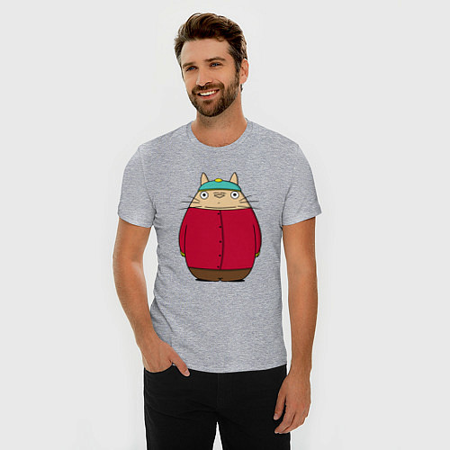 Мужская slim-футболка Totoro Cartman / Меланж – фото 3