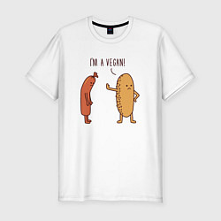 Футболка slim-fit Я Веган, цвет: белый