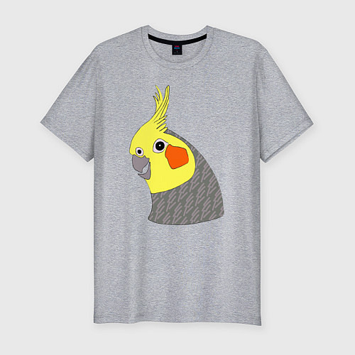 Мужская slim-футболка Попугай корелла портрет / Меланж – фото 1