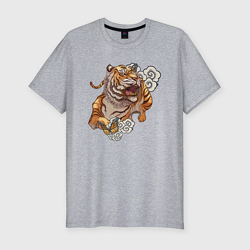 Мужская slim-футболка Год тигра / Меланж – фото 1