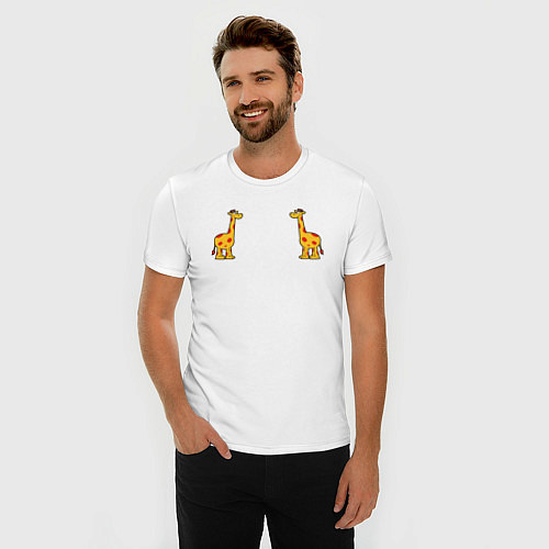 Мужская slim-футболка Жираф / Белый – фото 3