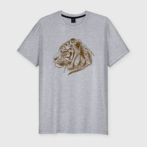 Мужская slim-футболка Retro Tiger / Меланж – фото 1
