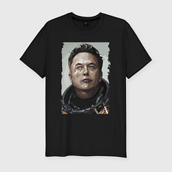 Футболка slim-fit Space X и его создатель, цвет: черный