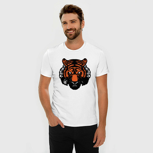 Мужская slim-футболка Bad Tiger / Белый – фото 3