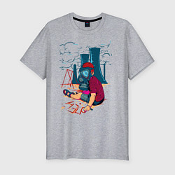 Футболка slim-fit Мальчик в противогазе, цвет: меланж